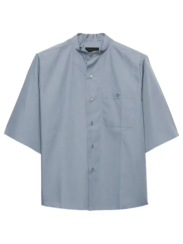 Men's Short-Sleeved Cotton Blend Shirt - Blue