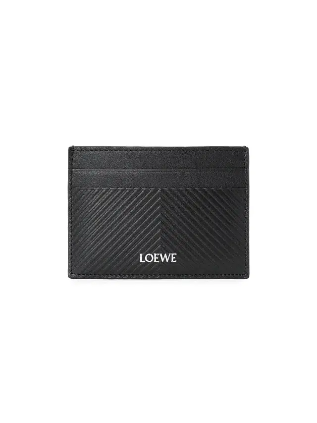 LOEWE Men's Logo Chevron Leather Card Case - Black