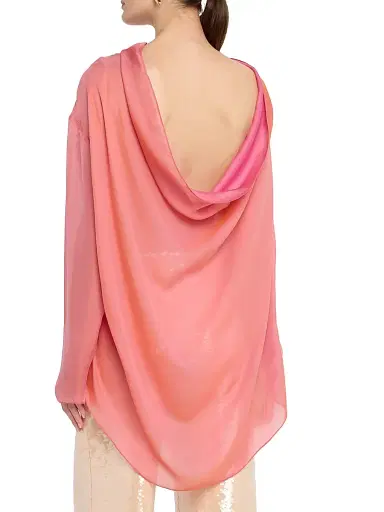 Giorgio Armani Women's Silk Draped High-Low Hem Tunic Top | Thumbnail 4 Giorgio Armani Women's Silk Draped High-Low Hem Tunic Top | Thumbnail 4