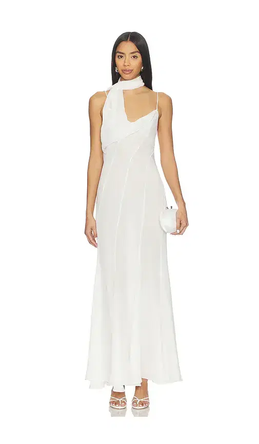 Scarf Panelled Silk Gown