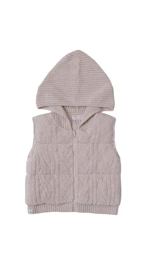 Toddler Cable Puffer Hooded Vest