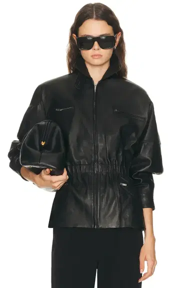 AEXAE Leather Cinched Mid Jacket | Thumbnail 3