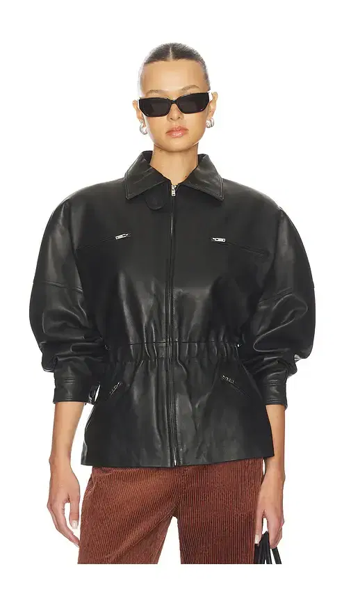 AEXAE Leather Cinched Mid Jacket