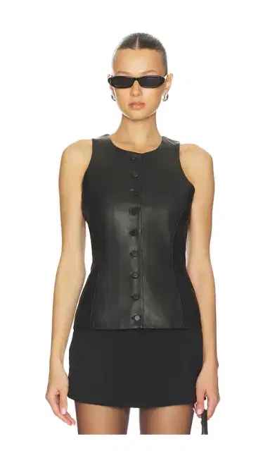 AEXAE Leather Peplum Top | Thumbnail 1