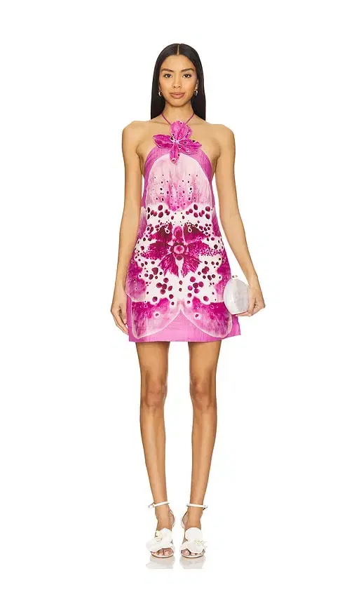 AMUR Everlee Orchid Print Mini Dress