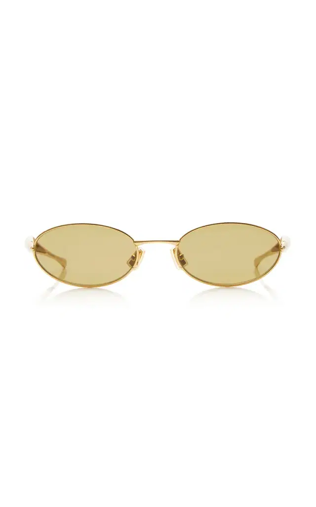 Bottega Veneta Green Oval-Frame Acetate Sunglasses