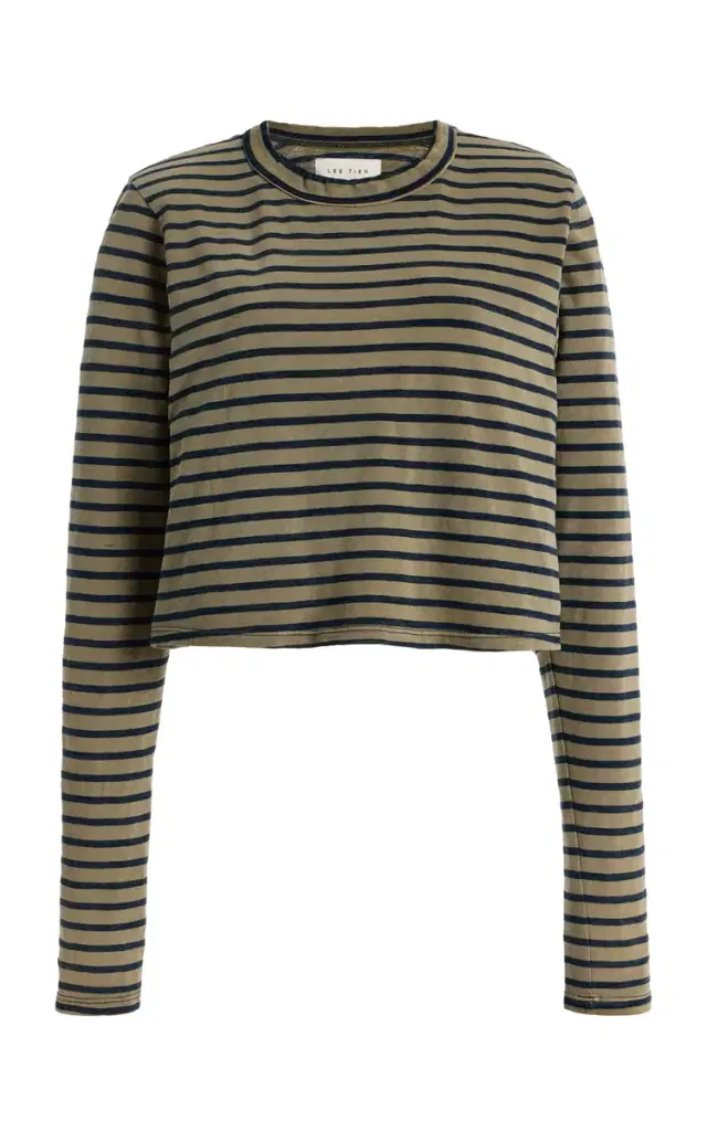 Mert Striped Cotton Cropped T-Shirt
