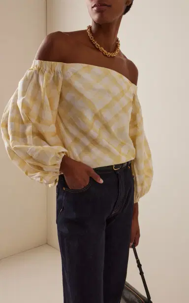 Rosie Assoulin Balloon-Sleeve Gingham Top | Thumbnail 3 Rosie Assoulin Balloon-Sleeve Gingham Top | Thumbnail 3