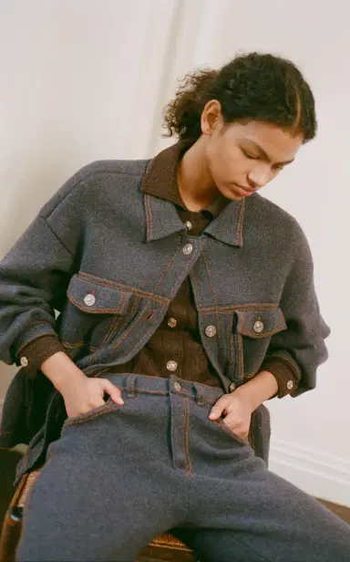 Barrie Oversized Cashmere-Denim Jacket | Thumbnail 2