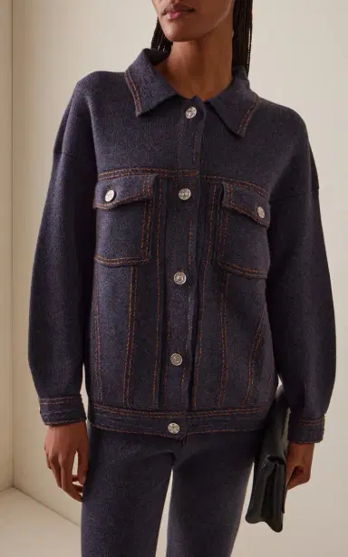 Barrie Oversized Cashmere-Denim Jacket | Thumbnail 3