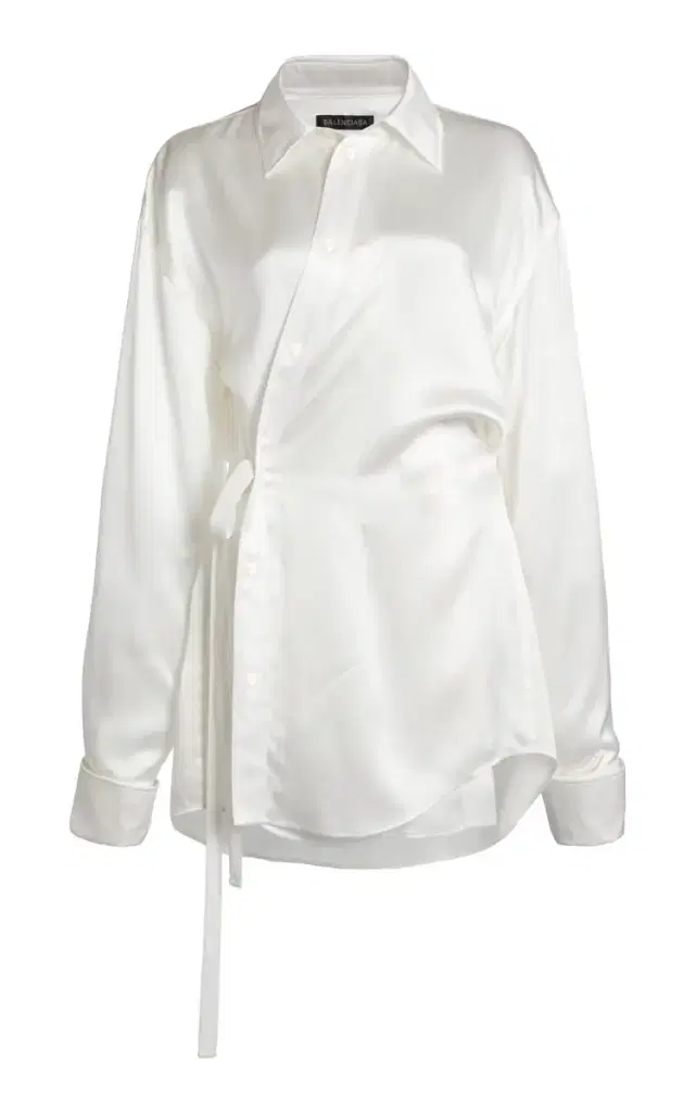 Silk-Satin Wrap Shirt