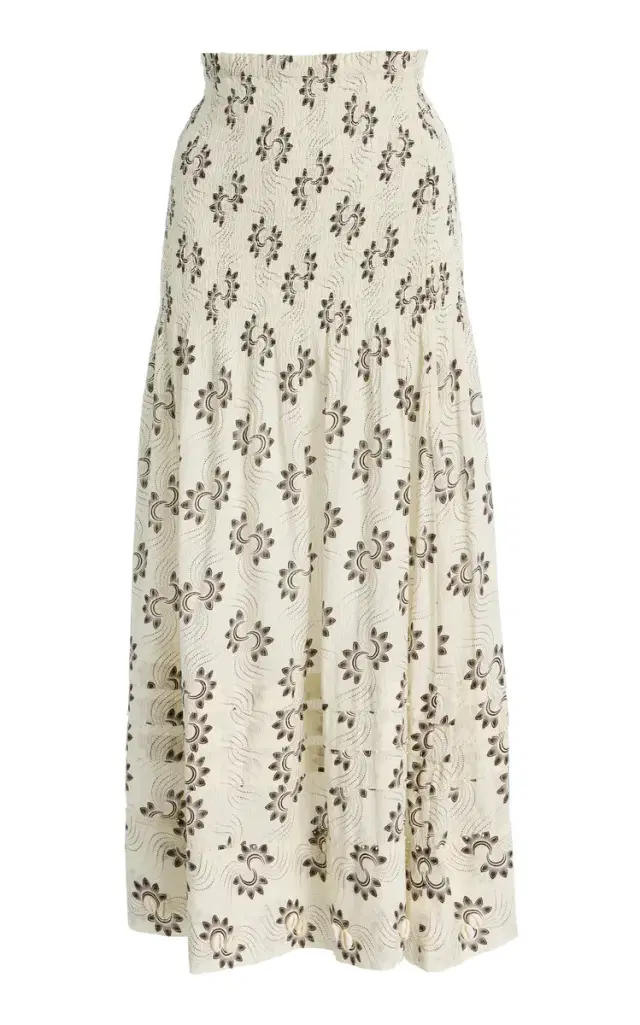 Ceres Shell-Detailed Printed Cotton-Voile Maxi Skirt