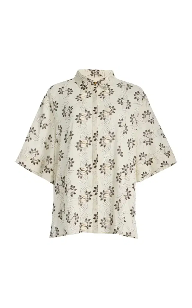Cerbere Shell-Detailed Printed Cotton-Voile Shirt