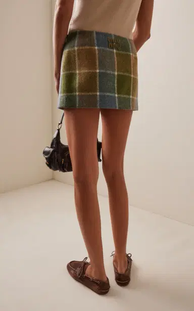 Miu Miu Checked Wool Mini Skirt | Thumbnail 6 Miu Miu Checked Wool Mini Skirt | Thumbnail 6