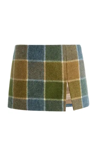 Miu Miu Checked Wool Mini Skirt | Thumbnail 1 Miu Miu Checked Wool Mini Skirt | Thumbnail 1