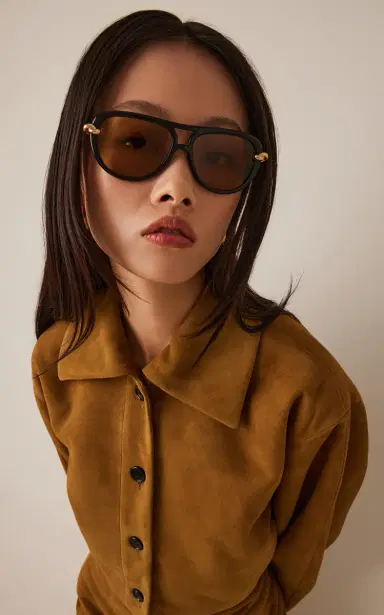 Bottega Veneta Yellow Aviator-Frame Sunglasses | Thumbnail 2