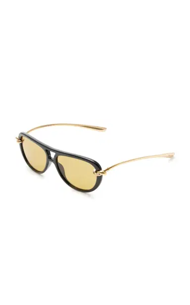 Bottega Veneta Yellow Aviator-Frame Sunglasses | Thumbnail 3
