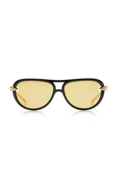 Bottega Veneta Yellow Aviator-Frame Sunglasses | Thumbnail 4