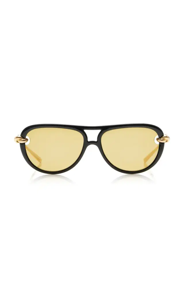 Bottega Veneta Yellow Aviator-Frame Sunglasses