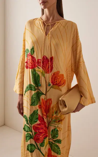 VERANDAH Exclusive Embellished Viscose Kaftan Dress | Thumbnail 2 VERANDAH Exclusive Embellished Viscose Kaftan Dress | Thumbnail 2