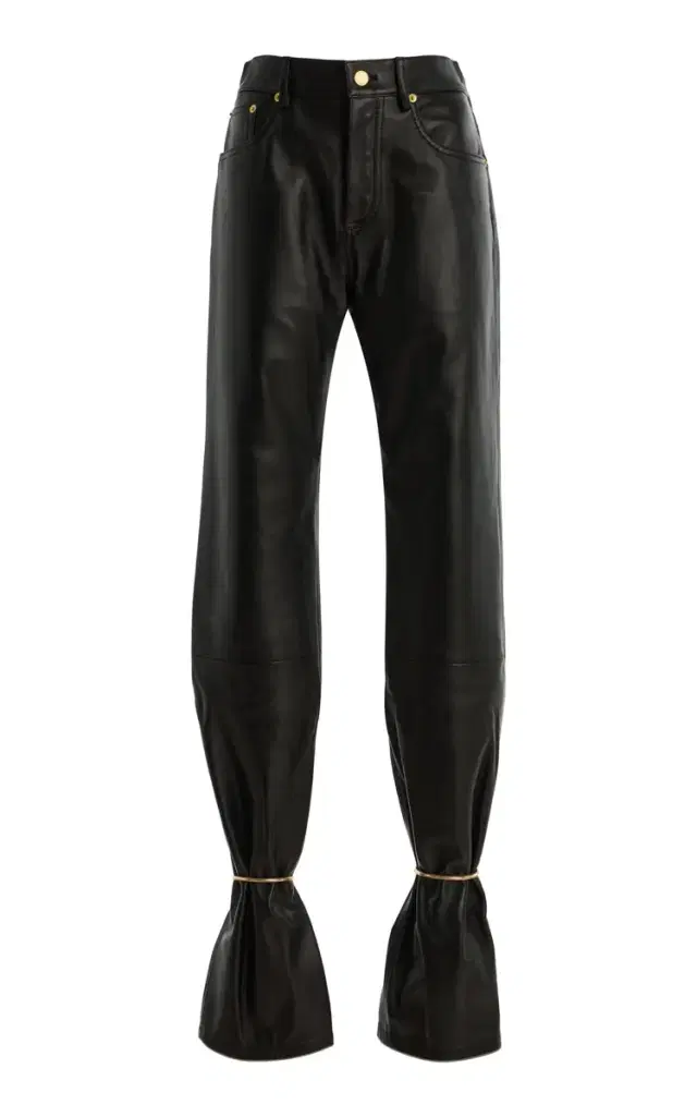 Marion Cuffed Plonge-Leather Straight-Leg Pants Marion Cuffed Plonge-Leather Straight-Leg Pants
