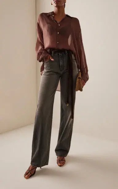 DARKPARK Lu Fur-Trimmed Rigid High-Rise Straight-Leg Jeans | Thumbnail 2 DARKPARK Lu Fur-Trimmed Rigid High-Rise Straight-Leg Jeans | Thumbnail 2