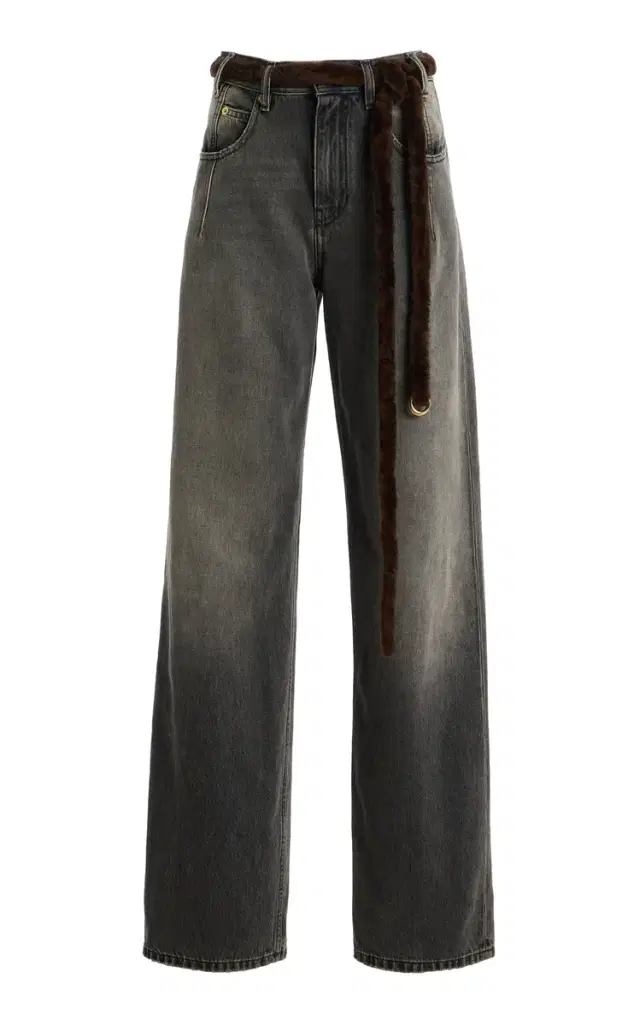 DARKPARK Lu Fur-Trimmed Rigid High-Rise Straight-Leg Jeans