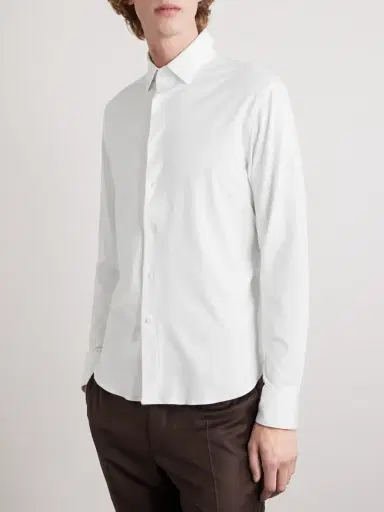 Canali Travel Slim-Fit Cutaway-Collar Stretch-Cotton Jersey Shirt - Men | Thumbnail 2 Canali Travel Slim-Fit Cutaway-Collar Stretch-Cotton Jersey Shirt - Men | Thumbnail 2
