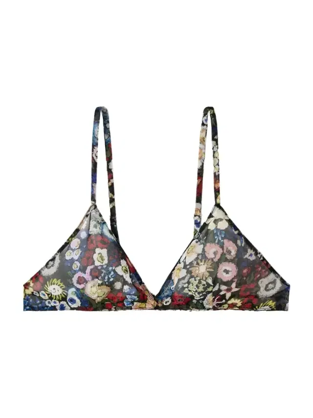 Talita Floral-print Silk-chiffon Triangle Bra