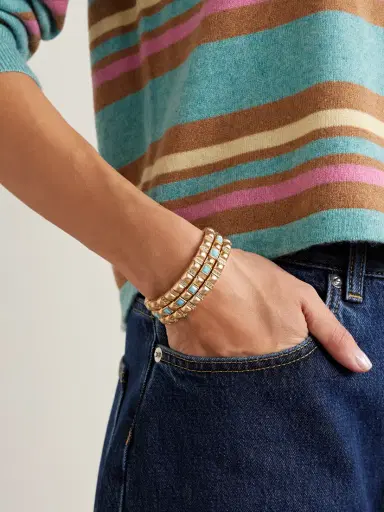 Roxanne Assoulin The Mini Jeweled Set Of Three Gold-tone Crystal And Enamel Bracelets | Thumbnail 2 Roxanne Assoulin The Mini Jeweled Set Of Three Gold-tone Crystal And Enamel Bracelets | Thumbnail 2