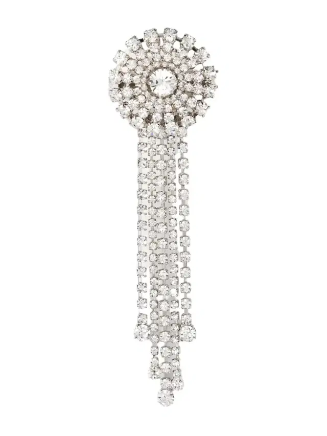 Zelina Fringed Rhodium-plated Crystal Hair Clip