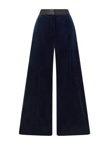 Victoria Beckham Alina Satin-trimmed Cotton-blend Velvet Wide-leg Pants | Thumbnail 1 Victoria Beckham Alina Satin-trimmed Cotton-blend Velvet Wide-leg Pants | Thumbnail 1