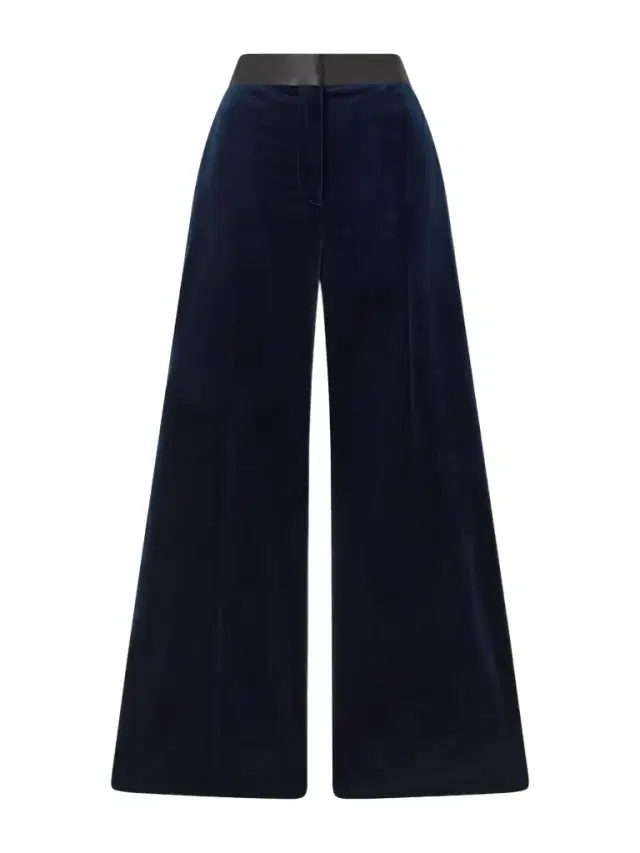 Alina Satin-trimmed Cotton-blend Velvet Wide-leg Pants