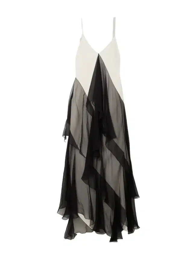 Megara Asymmetric Ruffled Two-tone Silk Crepe De Chine And Crepon Midi Dress