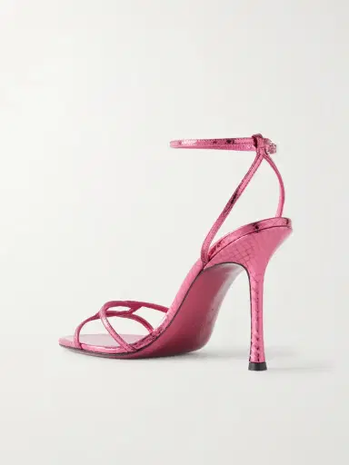 Jimmy Choo Leo 100 Croc-effect Metallic-leather Sandals | Thumbnail 3