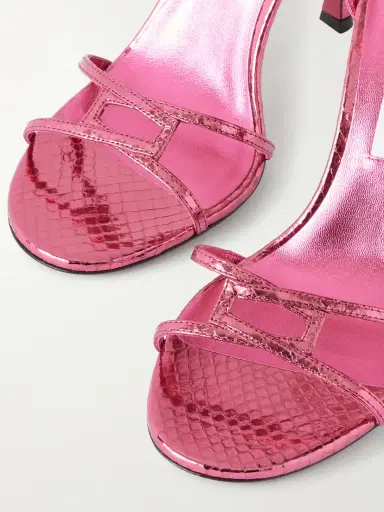 Jimmy Choo Leo 100 Croc-effect Metallic-leather Sandals | Thumbnail 5