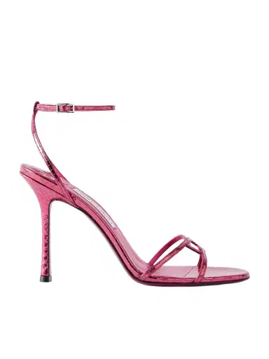 Jimmy Choo Leo 100 Croc-effect Metallic-leather Sandals | Thumbnail 1
