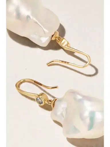 Marlo Laz 14-karat Gold, Aquamarine And Pearl Earrings | Thumbnail 3 Marlo Laz 14-karat Gold, Aquamarine And Pearl Earrings | Thumbnail 3