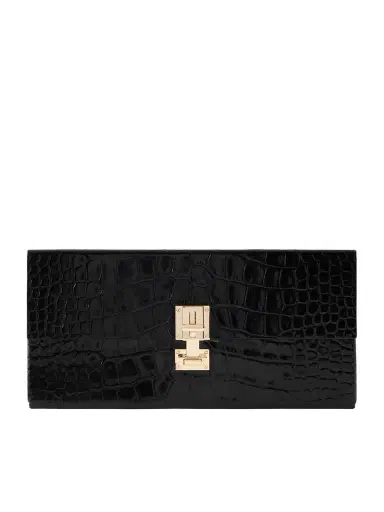 Tom Ford Glossed Croc-effect Leather Clutch | Thumbnail 1