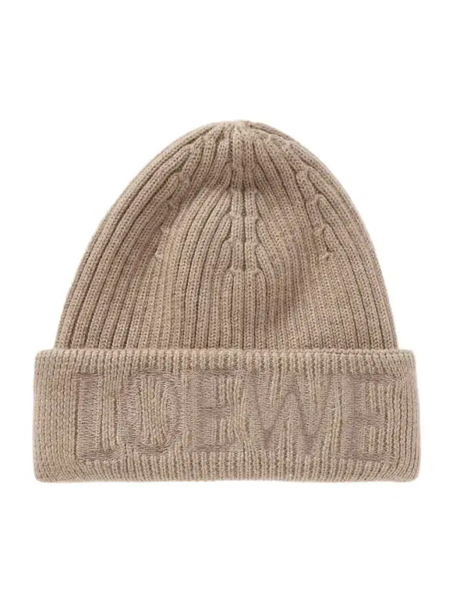 Embroidered Ribbed Wool Beanie