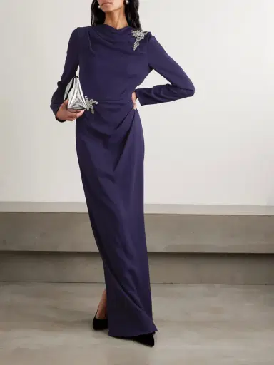 Erdem Draped Embellished Appliquéd Crepe Gown | Thumbnail 2
