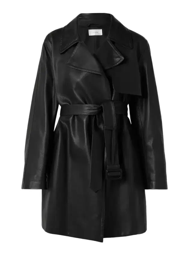 Siempra Belted Leather Trench Coat