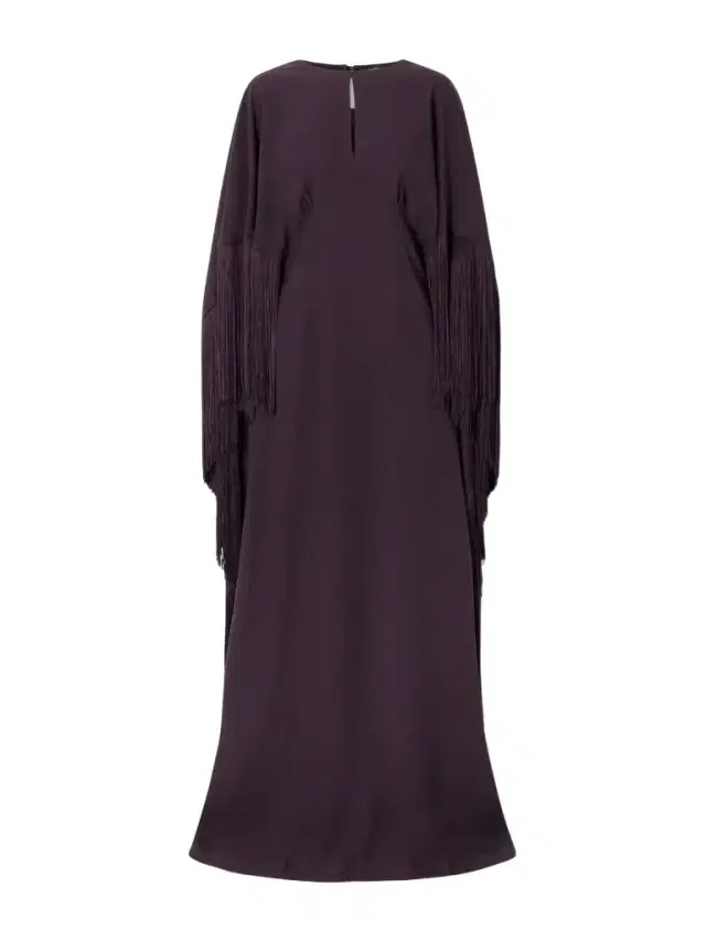 1974 Cutout Fringed Crepe Gown