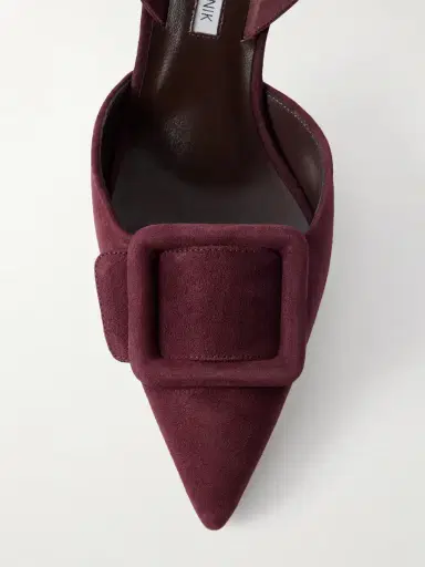 Manolo Blahnik Maysli 70 Buckled Suede Slingback Pumps | Thumbnail 5 Manolo Blahnik Maysli 70 Buckled Suede Slingback Pumps | Thumbnail 5