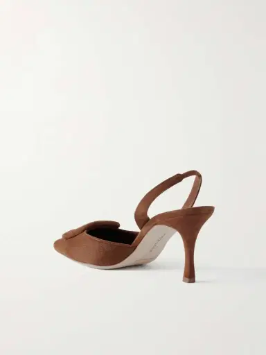 Manolo Blahnik Maysli 70 Buckled Suede Slingback Pumps | Thumbnail 3 Manolo Blahnik Maysli 70 Buckled Suede Slingback Pumps | Thumbnail 3
