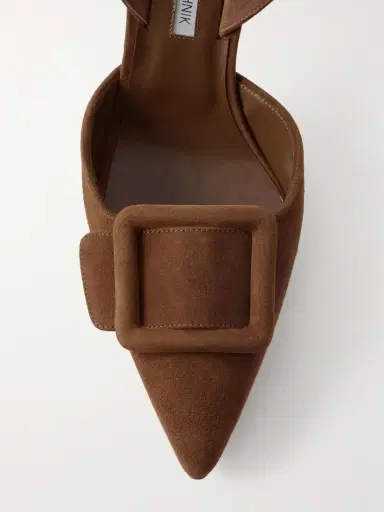 Manolo Blahnik Maysli 70 Buckled Suede Slingback Pumps | Thumbnail 5 Manolo Blahnik Maysli 70 Buckled Suede Slingback Pumps | Thumbnail 5
