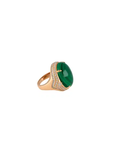 Wish Fine Jewelry 1.00ct Diamond Malachite 18K Gold Cocktail Ring | Thumbnail 1