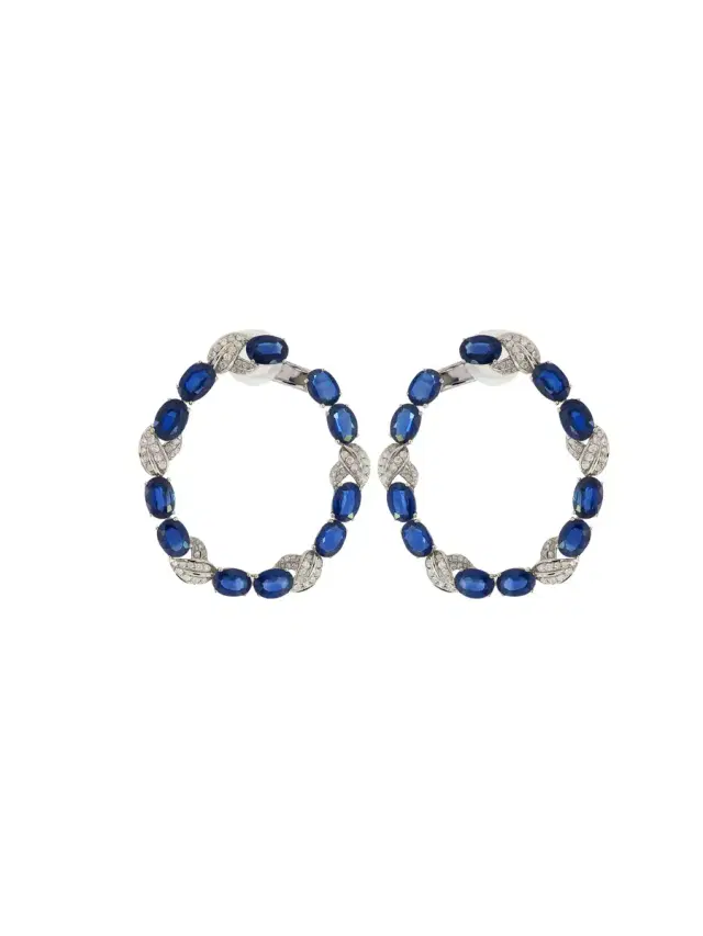 Wish Fine Jewelry 18.74ct Diamond Sapphire 18K Gold Earrings