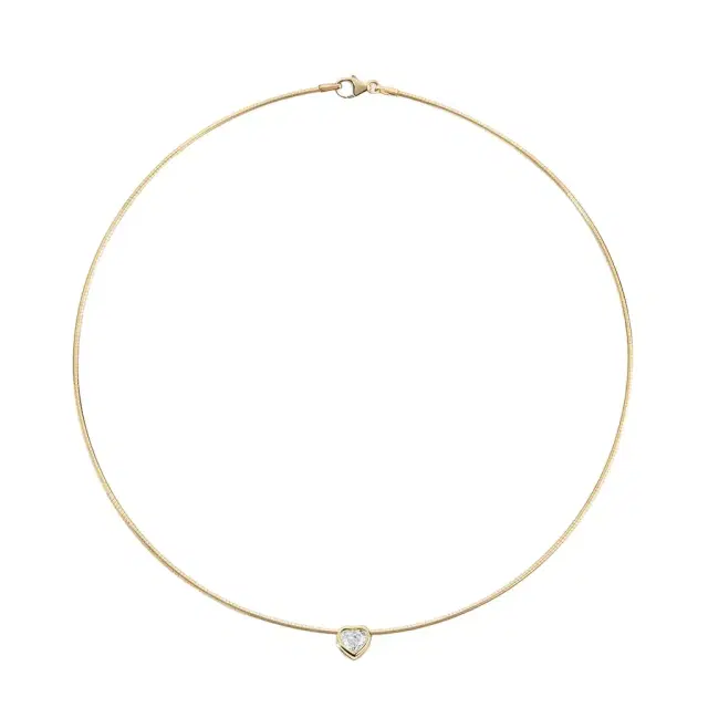 Margot Heart Bezel Diamond Necklace On Omega Chain