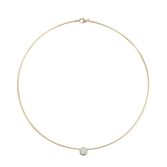 Margot Round Cut Bezel Diamond Necklace on Omega Chain